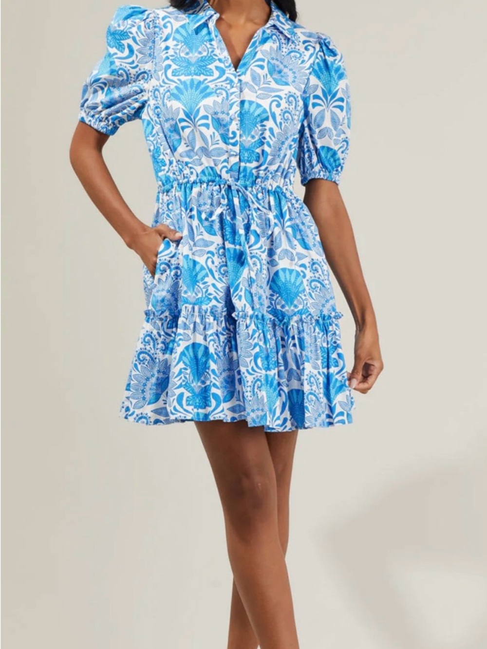 SUGARLIPS Biller Floral Stacie Button Down Mini Dress #AB00